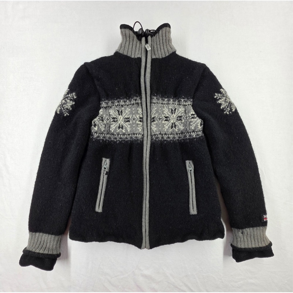 Norwear sweater small zip up womens fair isle 100% wool